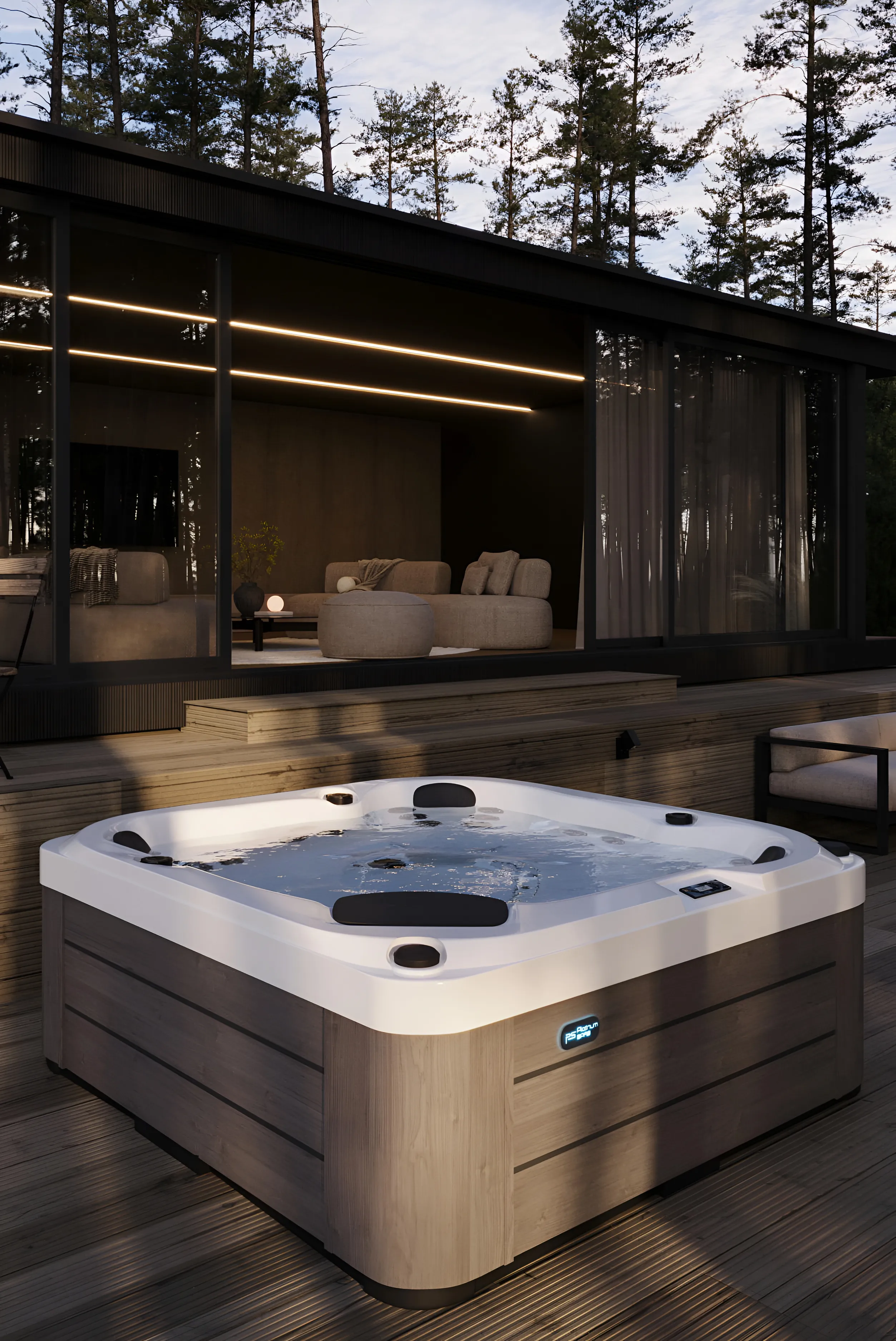 La spa St. Tropez di giorno, sette sedute e acqua ferma