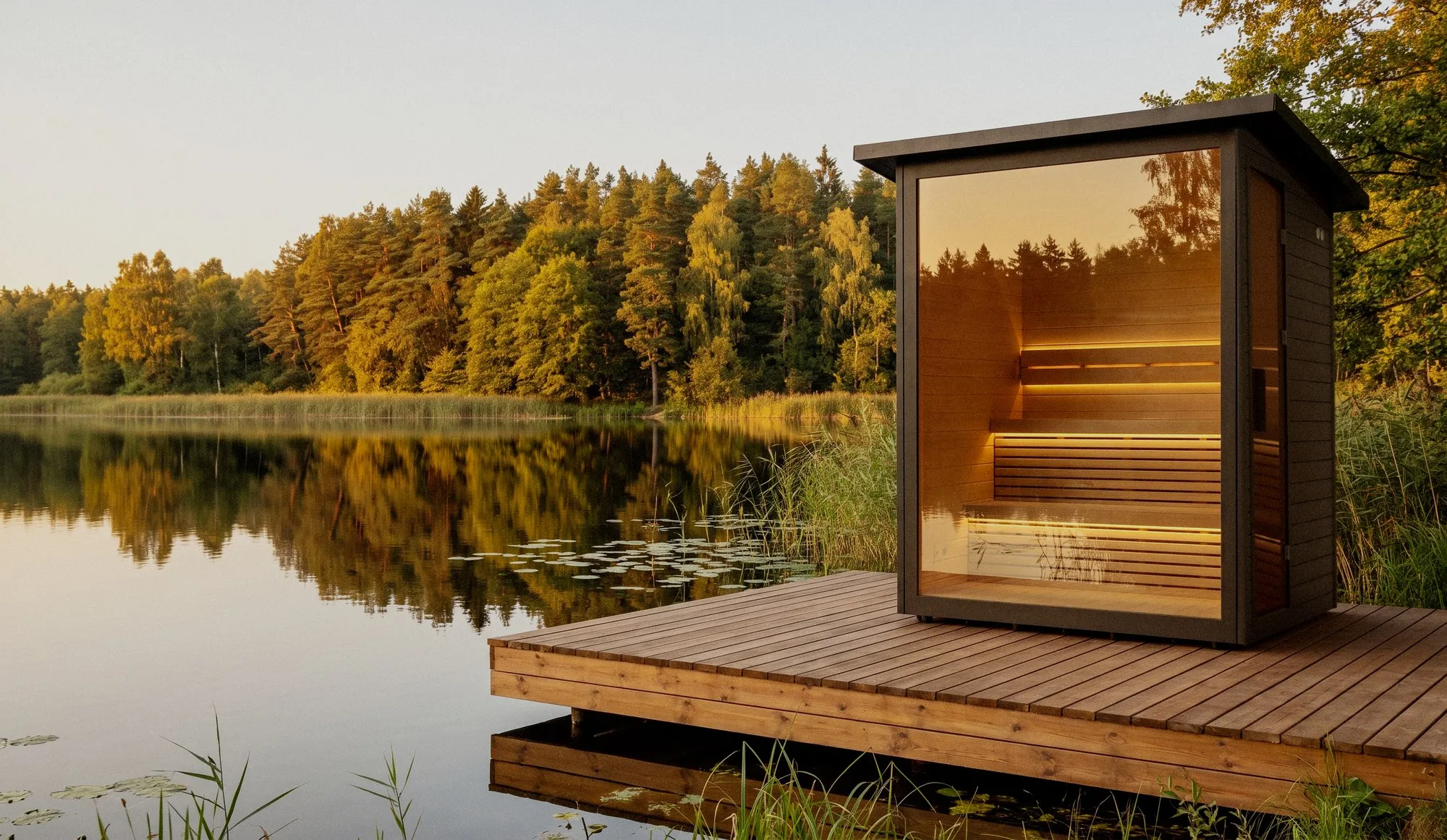 Sauna da esterno Hekla: interni, stufa e ambientazioni