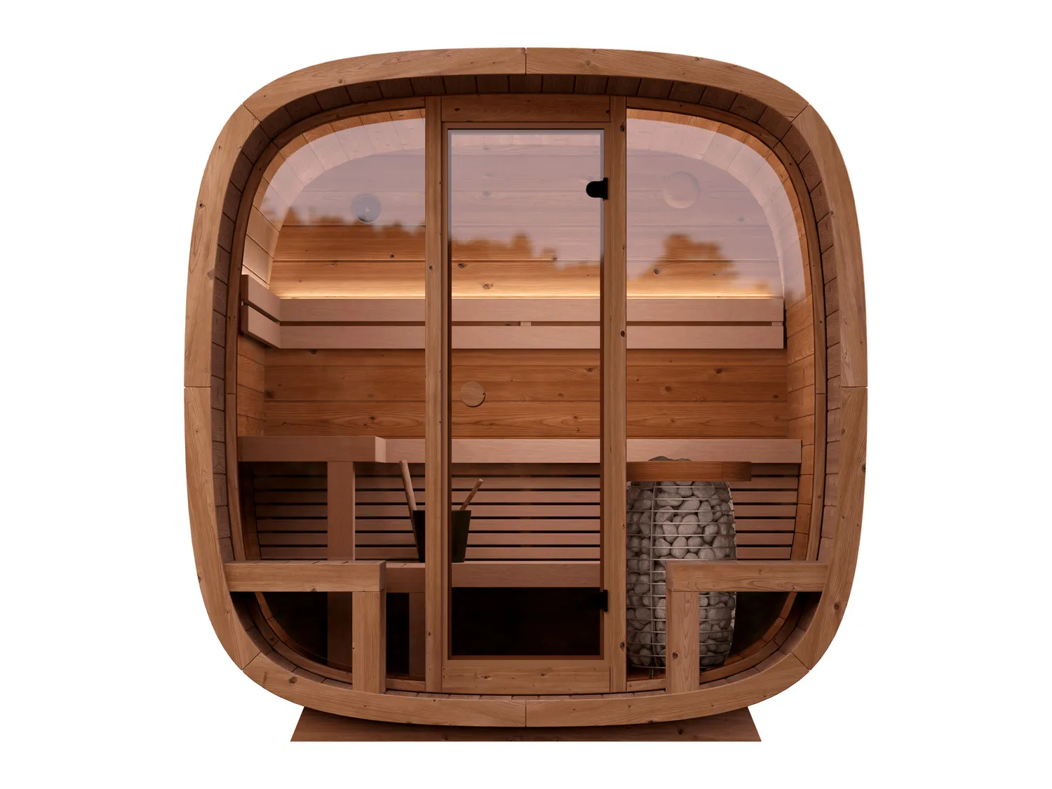Sauna da esterno Leil Dice Comfy vista frontale