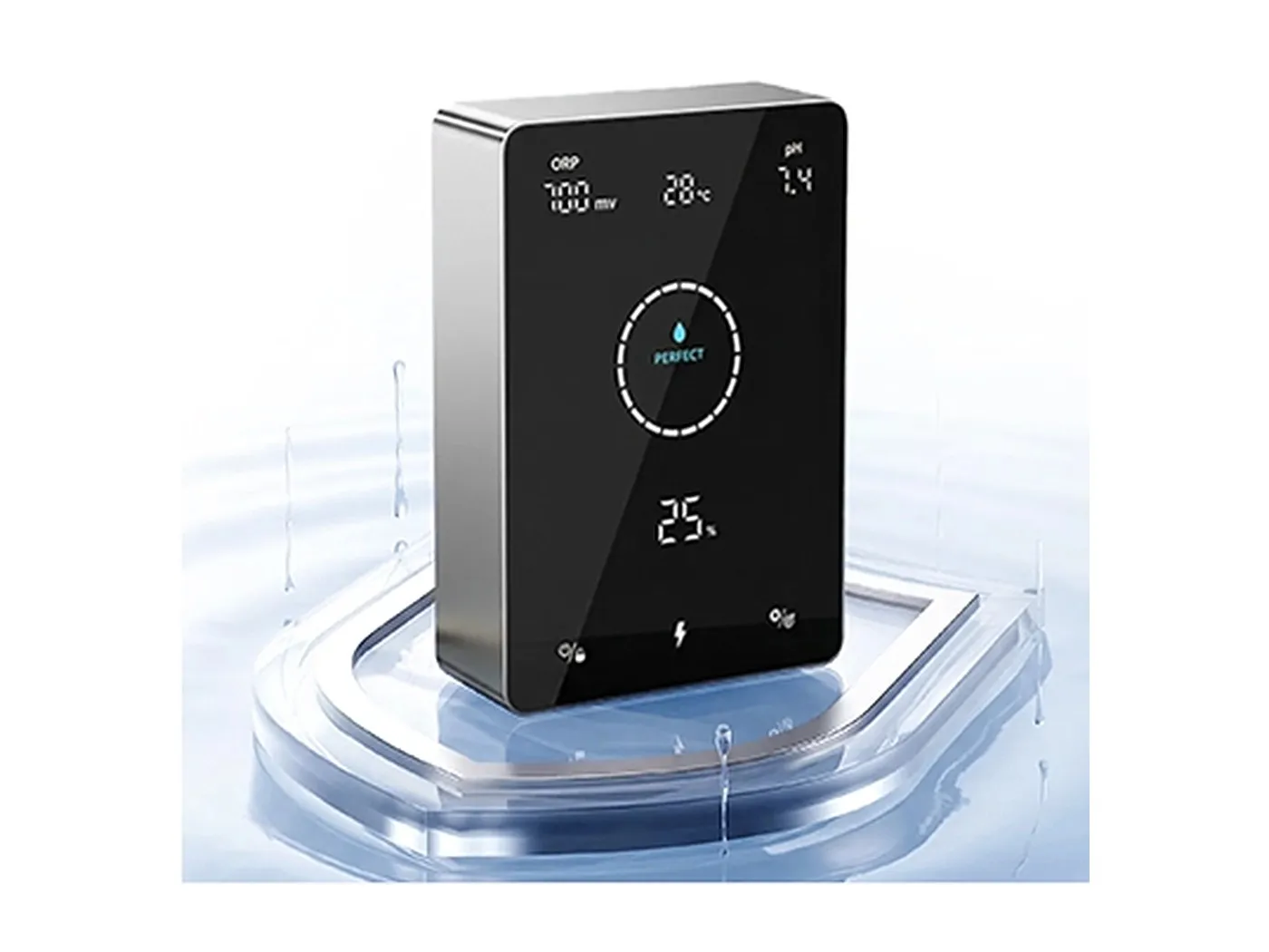 Centralina a sale compatta con display che mostra i valori dell’acqua
