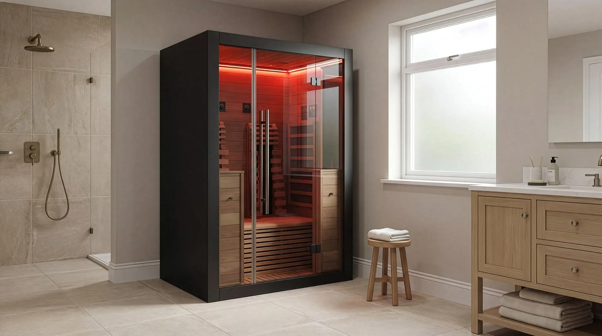 Sauna Hekla da interno installata in casa