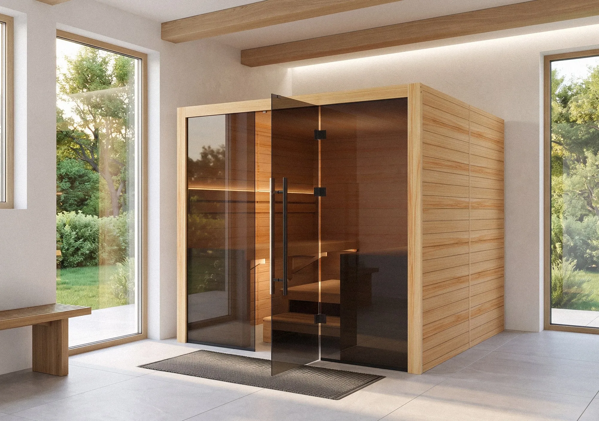 Sauna Hekla da interno installata in casa
