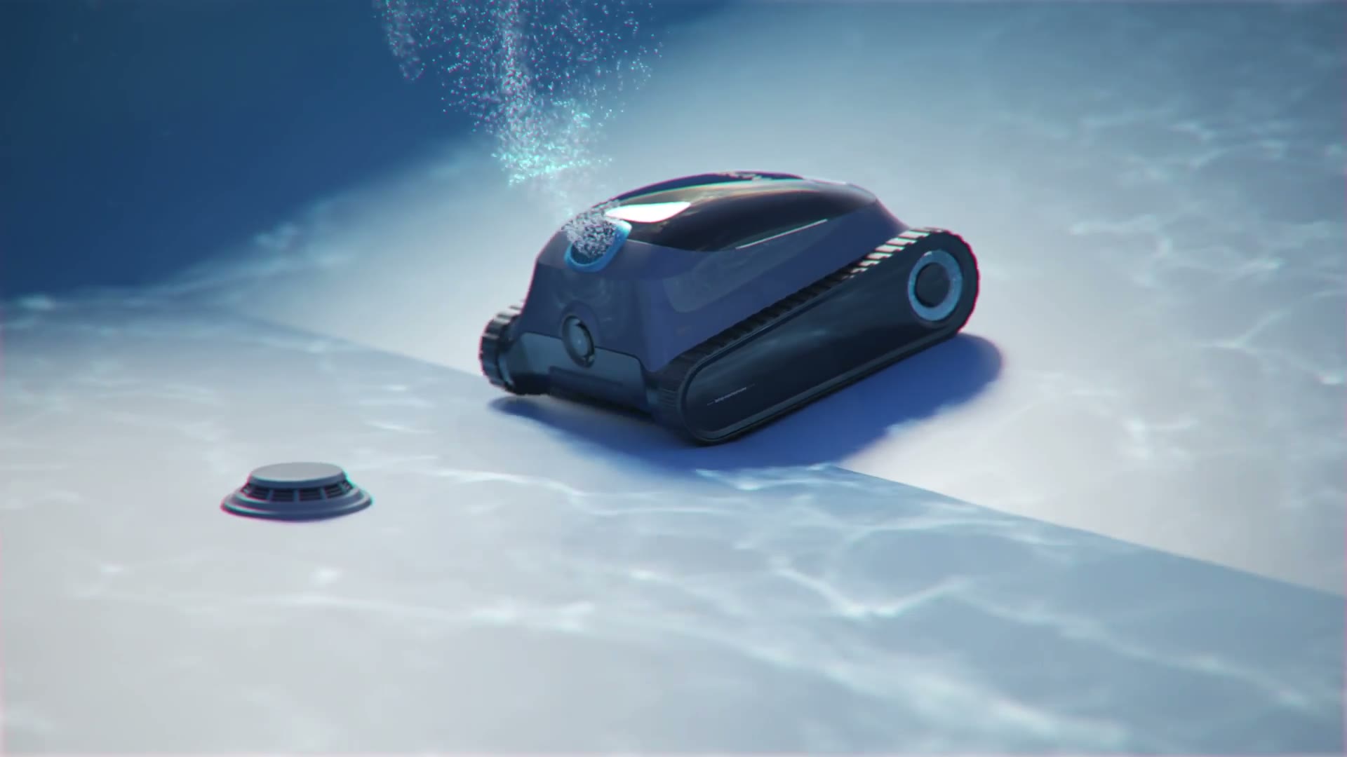 Robot senza fili che pulisce il fondo, la parete e la linea d’acqua di una piscina